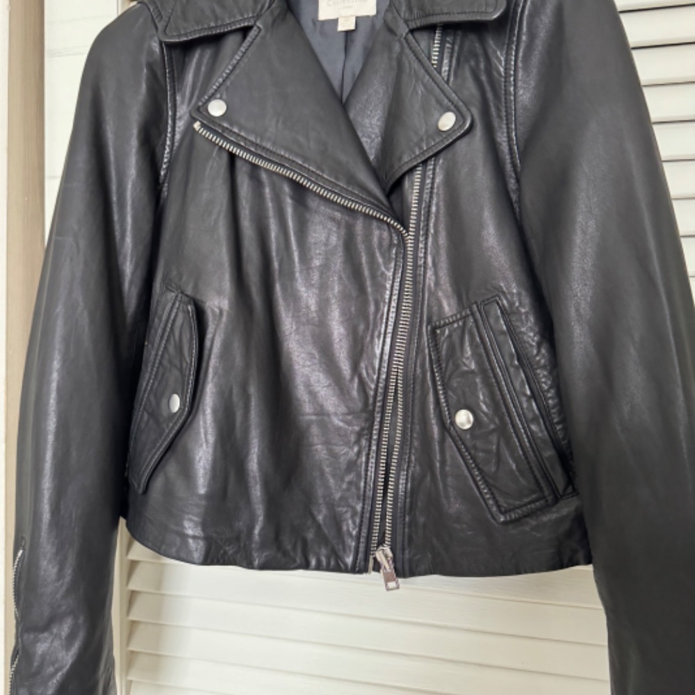 JCrew Collection washed leather motorcycle jacket - Picture 9 of 10